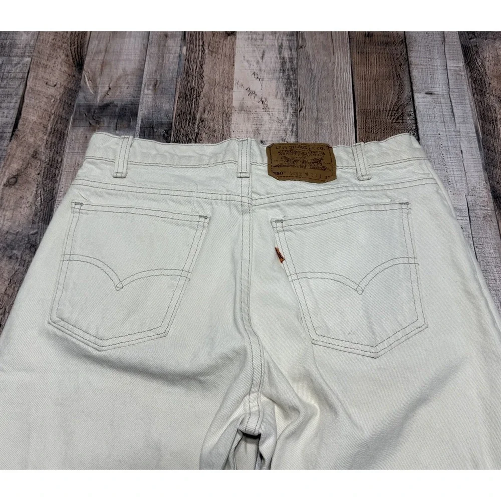 Vintage Levis 550‎ Orange Tab 33x32 White Jeans Made in USA 1995 Mens Distressed